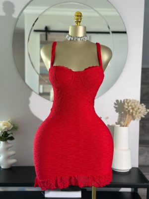 Red mini dress