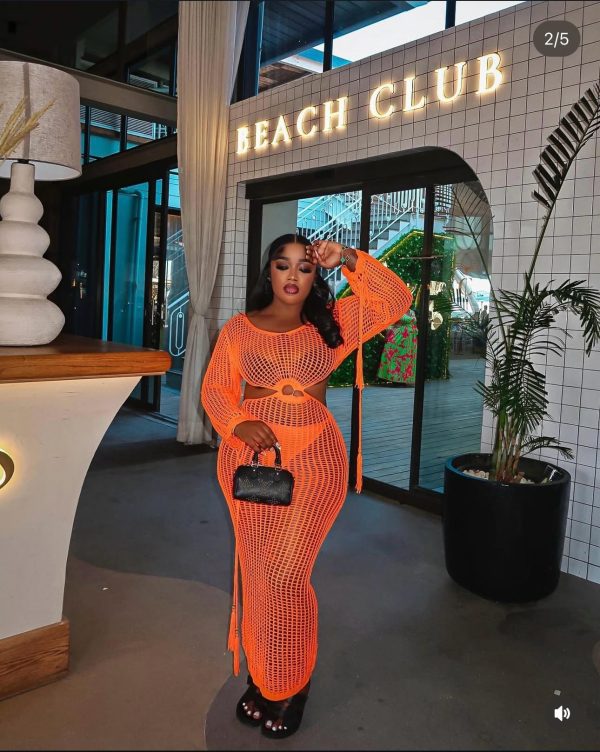 Crotchet knitted maxi dress