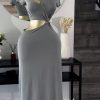 Green cut out midi dress