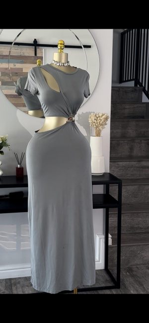 Green cut out midi dress