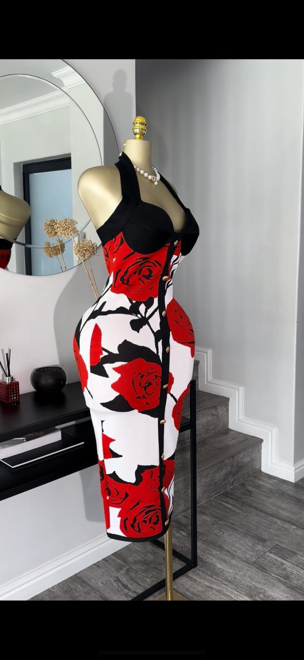 Statement button down detailed maxi bandage dress