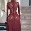 Burgundy Lace midi Dress