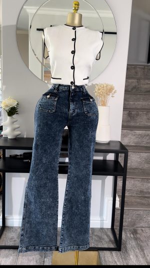 Fashion Nova Acid Wash Flare Denim