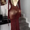 Red Open back Maxi dress