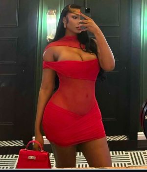 Red mesh mini dress