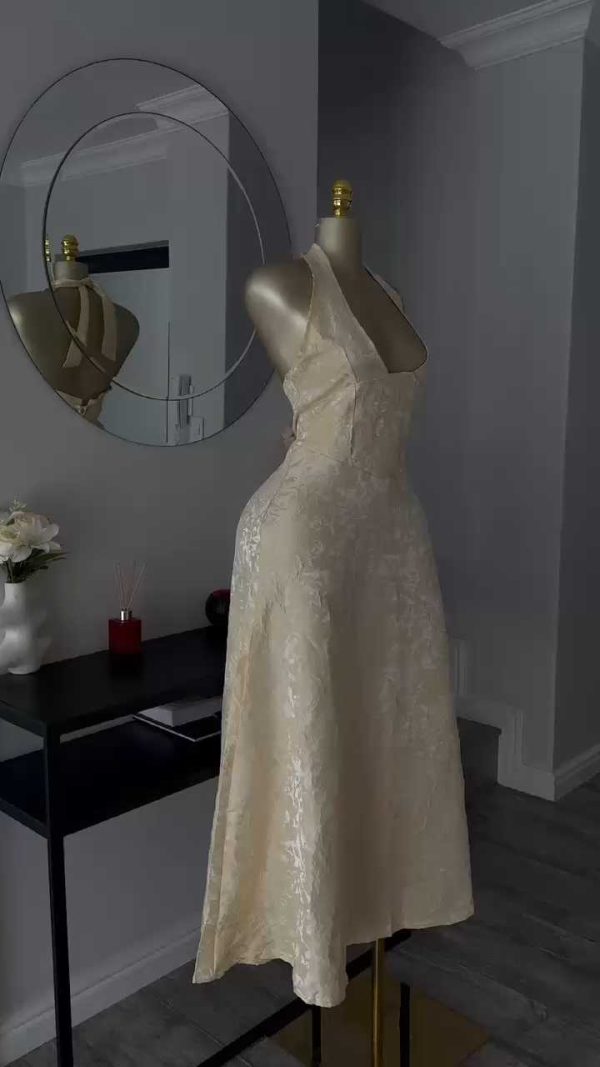 Structured Yellow embroidered flower maxi dress