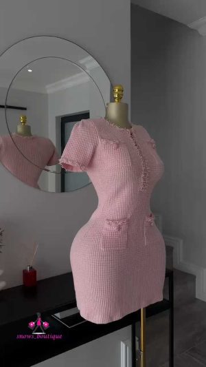 Pink tweed mini dress
