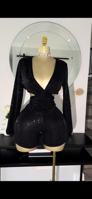 Sequin cutout detailed playsuit