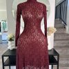 Burgundy Lace midi Dress