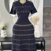 Navy blue midi dress