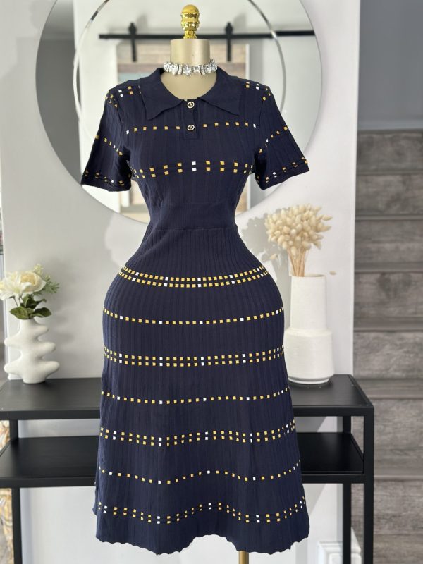 Navy blue midi dress